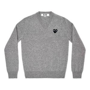 Свитер v-neck l/s t-shirt black emblem 'grey' Comme Des Garcons Play, серый