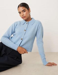 Потертый кардиган с воротником синего цвета