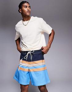 Длинные плавки Bershka с принтом синего цвета