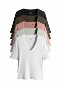 Комплект из 5 базовых футболок с коротким рукавом стандартного кроя The Set, Multi