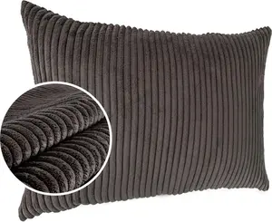Декоративная подушка 30х50 см, чехол без наполнителя, чехол на молнии, однотонный вельветовый бархат, темно-серый