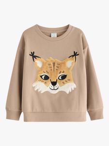 Детский хлопковый свитшот с аппликацией Lindex, Dusty Beige