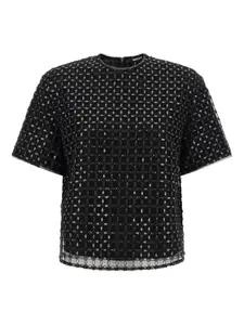 Футболка с вышивкой из пайеток Rotate Birger Christensen, черный