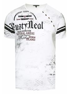 Футболка с планкой на пуговицах сбоку и логотипом белого цвета Rusty Neal