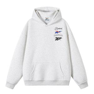 Толстовки Unisex с капюшоном, средней плотности Reebok, белый heather серый[thickened and fleece-lined]