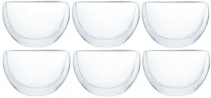 Стаканы для капучино с двойными стенками, 300 мл - набор из 6 очень широких стаканов для чая с эффектом парения, из боросиликатного стекла с двойными стенками Klasique