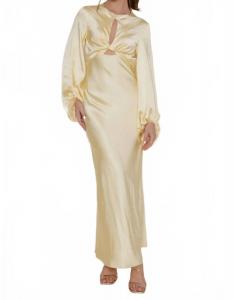 Желтое макси-платье Della с рукавами-фонариками Fore Collection