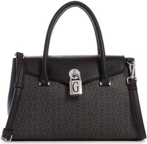 GUESS Женская черная сумка через плечо с замком и принтом логотипа Godfrey, средняя сумка через плечо