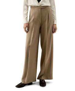Женские плиссированные брюки из шелка и шерсти с широкими штанинами LILYSILK, Khaki
