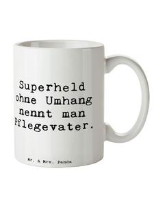 Кружка с надписью Приемный отец-герой белого цвета Mr. & Mrs. Panda