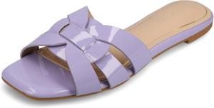 Женские плоские сандалии Journee с открытым квадратным носком, модной ремешковой вставкой, удобные нарядные слипоны Arrina Journee Collection, Lilac