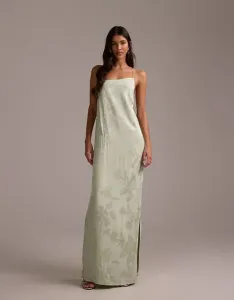 Зеленое платье макси на бретельках с асимметричной драпировкой и жаккардом ASOS DESIGN для подружек невесты