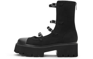 CHARLES&KEITH Маленькие чёрные текстурированные женские ботинки на каблуке 5,4 см, цвет BLACK TEXTURED Black Textured