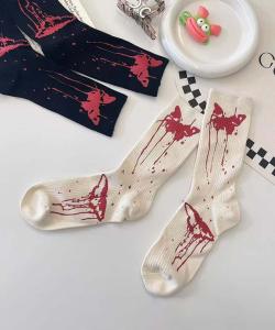 Ребристые носки средней высоты с рисунком бабочек Aimoha - Select -, цвет White