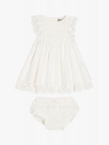 Коллекция реликвий John Lewis, детское льняное платье для крещения, комплект шароваров белого цвета