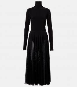 Полупрозрачное джерси и сетчатое миди-платье Norma Kamali, черный