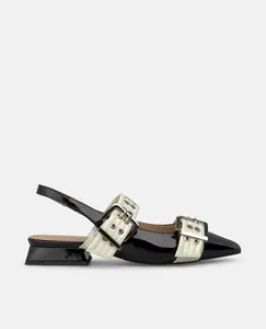 Женские балетки без задника с широкими пряжками Alma en Pena, черный