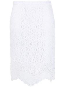 Burberry кружевная юбка миди с завышенной талией, белый