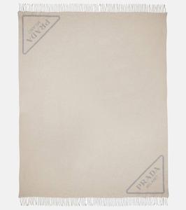 Плед из кашемира с логотипом жаккард Prada