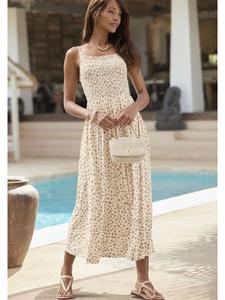 Платье до колена LASCANA, цвет creme-taupe bedruckt