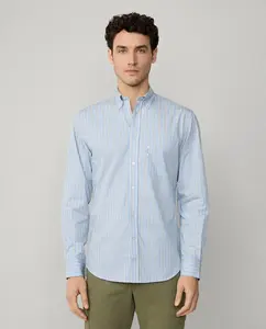 Мужская полосатая хлопковая рубашка fit club Façonnable, синий