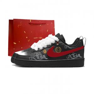 Court Borough Riding On Clouds And Mist Slip Resistant Abrasion Resistant Lightweight Cushioning Low top Nike, черный красный