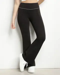 Спортивные брюки с высокой талией клеш Dim, черный