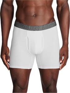 Under Armour мужские боксеры Performance Cotton, 3 шт, длина по внутреннему шву 6", комфорт на весь день и ультрамягкость, White Solid - Core