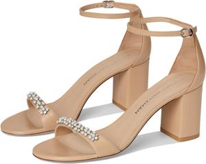 Сандалии Stuart Weitzman Nudist Poppy Block 75, цвет Adobe/Clear/Natural