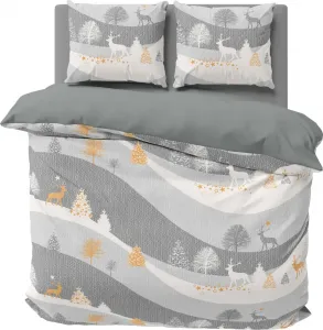 Постельное белье 200x200 см с изображением оленей, зимний пейзаж, бобр, зимняя фланель, хлопок One-Home