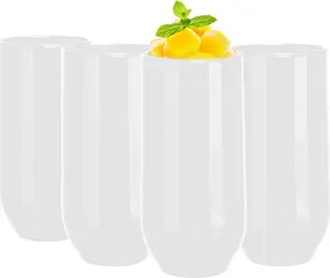 Стаканы GLASMARK белые, набор из 4 шт., 400 мл, большие (макс. 420 мл), 4 шт., стаканы для лонг-дринков, прозрачные, для сока, коктейлей, для вечеринок, стаканы для питья, стаканы для сока, стаканы для питья Glasmark KROSNO 1992
