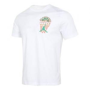 Футболка мужские ДНК повседневные спортивные трикотажные с круглым вырезом короткий рукав Air Jordan, белый