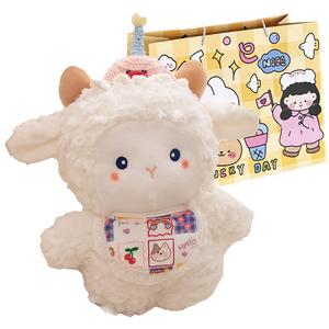 Мягкая плюшевая игрушка в виде милого ягненка, с капюшоном и нагрудником, овечка-подушка, плюшевая кукла, высота 30см MERCONSER