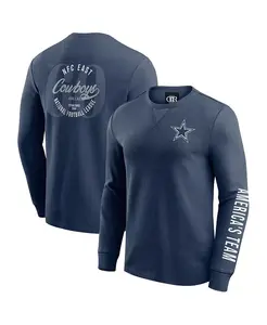 Мужская футболка с длинным рукавом Dallas Cowboys в стиле вафельной вязки, цвет темно-синий Fanatics
