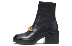 75-миллиметровые кожаные ботинки с отделкой из цепной цепи COACH, Black