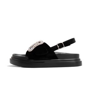 Сандалии женские, повседневные, на плоской подошве, с одним ремешком, высота 3,5 см Old Meow, Black