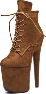 Женские ботильоны WUXIN H&P для пол-дэнса с экзотическим дизайном, 8 дюймов, на платформе, шпилька, шнуровка, высокие каблуки, Brown