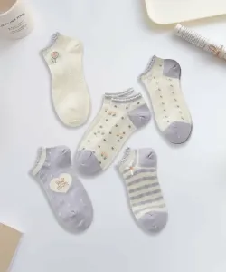 Девичьи носки до щиколотки из хлопковой смеси с вышивкой, комплект из 5 пар Aimoha - Select -, цвет Purple Other 3