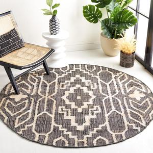 Ковер SAFAVIEH, 183 x 183 см, Natural Fiber Collection, Black & Ivory, ручной работы из джута, идеален для помещений с высокой проходимостью в гостиной, спальне (NFB750Z)