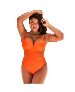 Женский слитный купальник с сетчатыми чашечками и косточками Swimsuits for All, Papaya