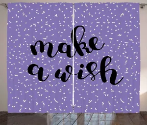 Штора в деревенском стиле с цитатой ABAKUHAUS, слоган с вдохновляющими пожеланиями, штора из тесьмы для спальни со сборками, петлями и крючками, 280 x 245 см, цвет фиолетово-черный Abakuhaus