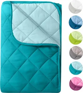 Летнее одеяло из микрофибры 155x220, бирюзовое и светло-бирюзовое, OEKO-TEX, выдерживает кипячение при 95°, легкое одеяло для кемпинга и жарких дней, можно использовать без чехла wometo