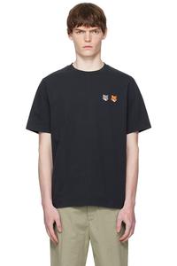 Футболка комфортная с двойным жирным принтом лисы Maison Kitsuné, цвет anthracite