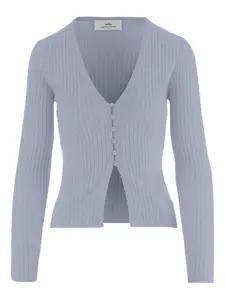 Кардиган с V-образным вырезом и ребристой вязкой Arch4, синий