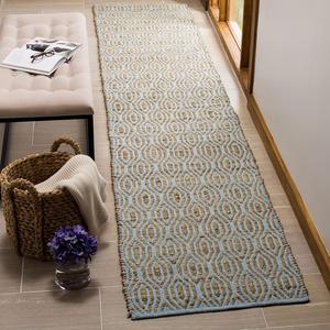 Ковер-дорожка SAFAVIEH, 69 x 366 см, Cape Cod Collection, Silver & Natural, ручное плетение из джута, идеально для помещений с высокой проходимостью в гостиной, спальне (CAP822J)