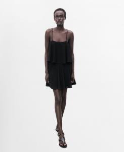 Женское вязаное платье с оборками MANGO, Black