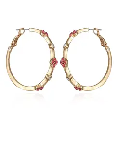 Серьги-Кольца с золотистыми стеклянными камнями T Tahari, gold