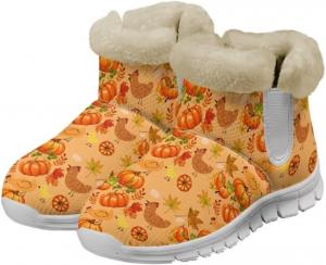 Женские зимние сапоги Jeiento Thanksgiving, утепленные внутренним слоем, прогулочные сапоги, противоскользящие с флисовой подкладкой, Thanksgiving Chicken Fall Pumpkin
