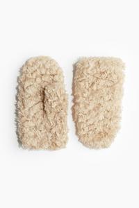 Пушистые варежки H&M, бежевый