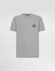 Хлопковая футболка с фирменной биркой Dolce & Gabbana, серый